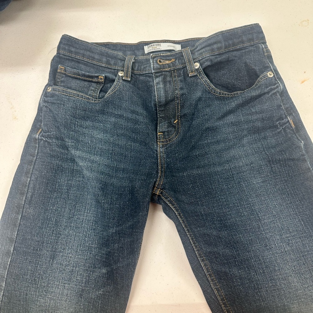 Signature Levi Strauss Straight Fit Jeans - Dark Blue - Boy’s Size 16 - Picture 10 of 10